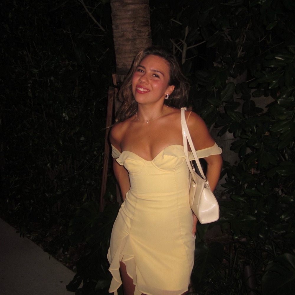 Oh Polly Yellow Off-Shoulder Bodycon Dress